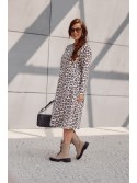 Oversize dress with spots, beige 33133 - Online store - Boutique